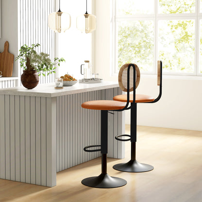 Barkrukken – Barkstoelen – Hoge Stoelen – Barstoelen – Verstelbare Barkrukken Bruin – 360° Draaibaar – Hoogte Verstelbaar 92-113,5 cm