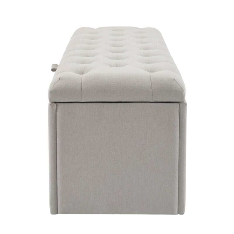 Bedbankje – Bedbank – Slaapbank – Opbergbank – Zitbank – Linnen Bekleding – Compact 141x41,5x47 cm – Met Opbergruimte