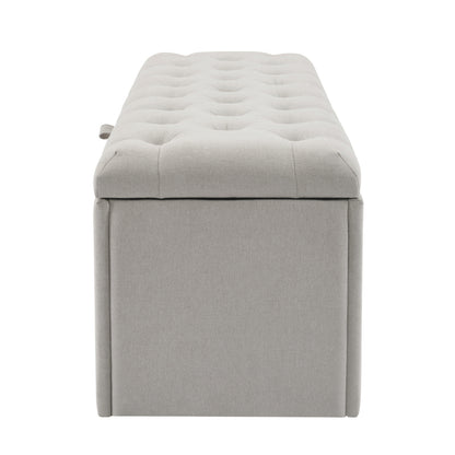Bedbankje – Bedbank – Slaapbank – Opbergbank – Zitbank – Linnen Bekleding – Compact 141x41,5x47 cm – Met Opbergruimte