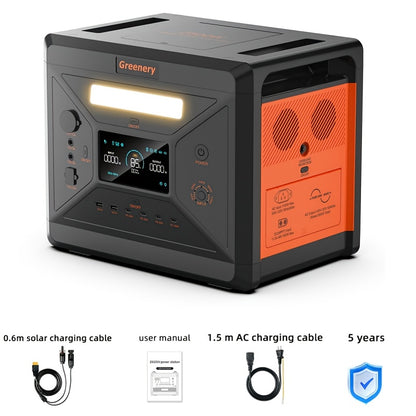 Powerbank – Draagbare Stroomvoorziening – Mobiele Energiebron – Noodstroom – Solar Generator – 2304Wh Capaciteit – 2500W Continu Vermogen met 4 AC Stopcontacten