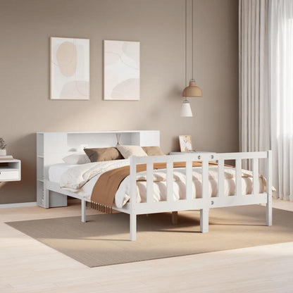 Bedframe – Platformbed – Ledikant – Slaapkamerbed – Bedombouw – Modern Design – 140x190 cm – Ruimtebesparend & Eenvoudige Montage – Stevig Massief Houten Frame – Wit
