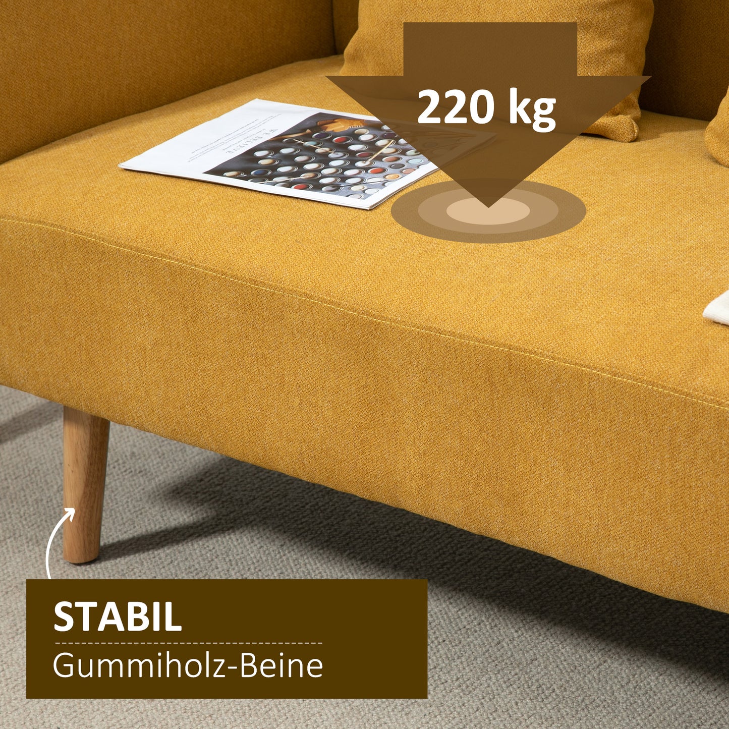 2-zitsbank – tweezitsbank – loveseat – zitbank – bankstel – fluwelen bekleding – verstelbare houten poten – 130x70x80 cm – inclusief 2 sierkussens