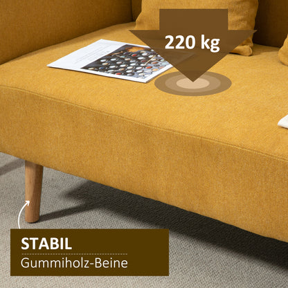 2-zitsbank – tweezitsbank – loveseat – zitbank – bankstel – fluwelen bekleding – verstelbare houten poten – 130x70x80 cm – inclusief 2 sierkussens