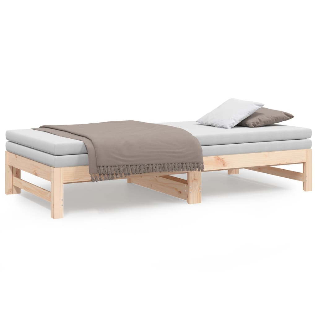 Bedbank – Slaapbank – Logeerbed – Bedbank Met Lade – Bedbank Voor Kleine Ruimte – Massief Dennenhout – Lattenbodem – 205,5x158x30 cm