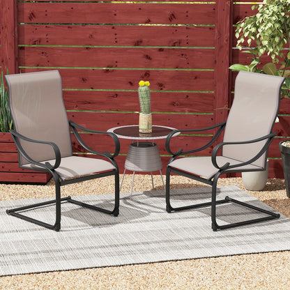 Schommelstoel – Tuinstoel – Loungestoel – Balkonstoel – Tuinmeubel – Ademend Mesh Zitting – Stevig Metalen Frame – Set van 2 – Grijs