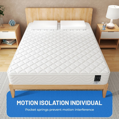 Memory Foam & Spring Mattress - Single/Double (90/140/160*200*18cm) | Thick Medium Firmness & Open Coil Sleep Support | Pressure Relief