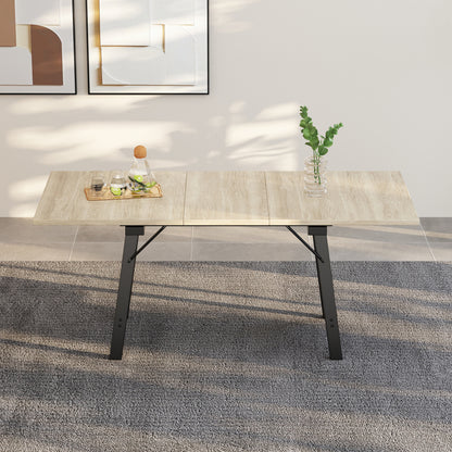Wooden Telescopic Dining Table 140*180*80Cm, Telescopic Length Up to 180 Cm, Dining Table in Natural Color, Modern, Simple Style, High Strength Alloy Support, Suitable for 4-6 People