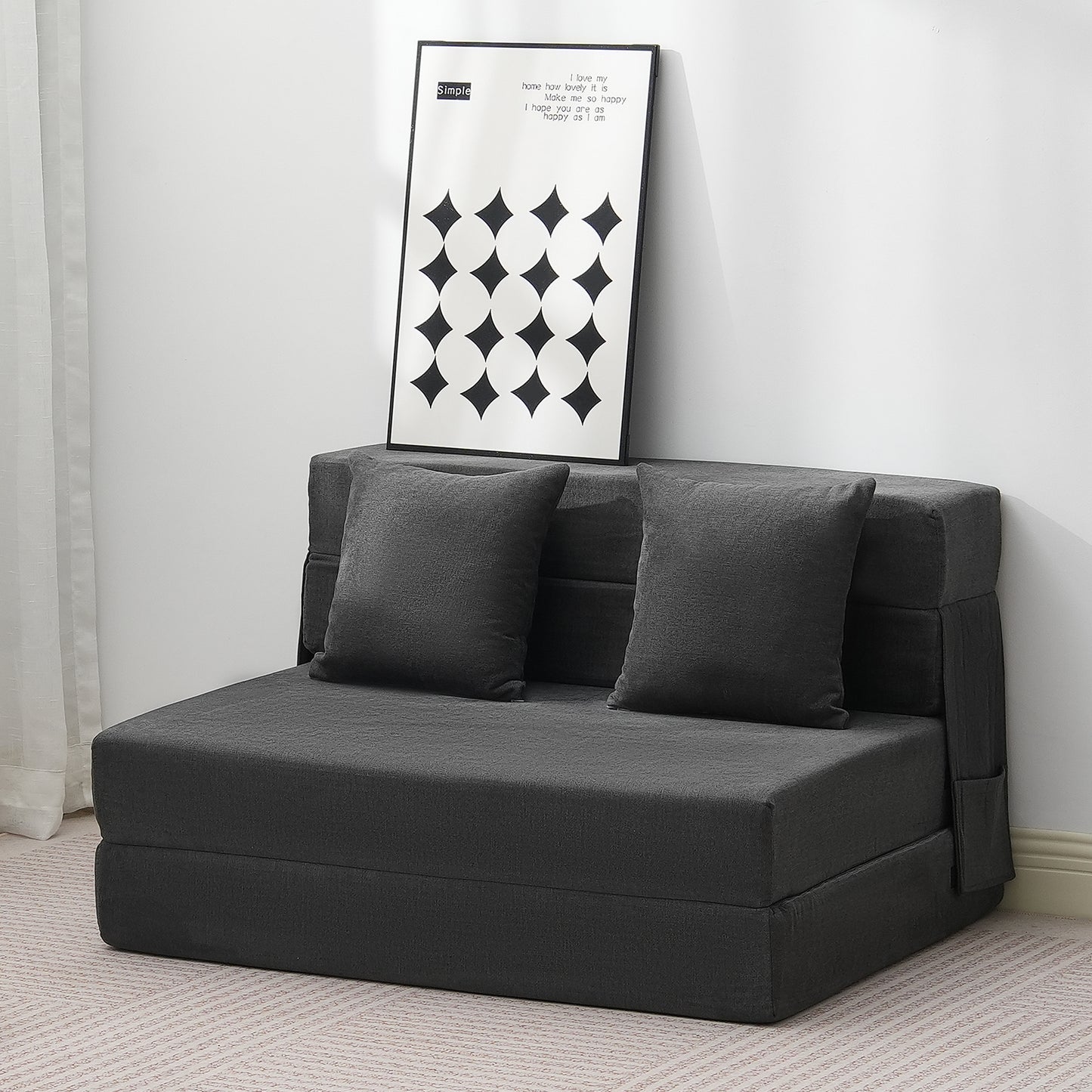 Slaapbank – Bankbed – Klapbed – Opklapbed – Zitbank – Donkergrijs – 3-in-1 Ontwerp – Hoogwaardig Schuim