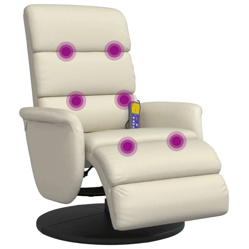 Tuinstoel – Fauteuil – Relaxstoel – Loungestoel – Verstelbare Stoel – Crème Kunstleder – 360 Graden Draaibaar