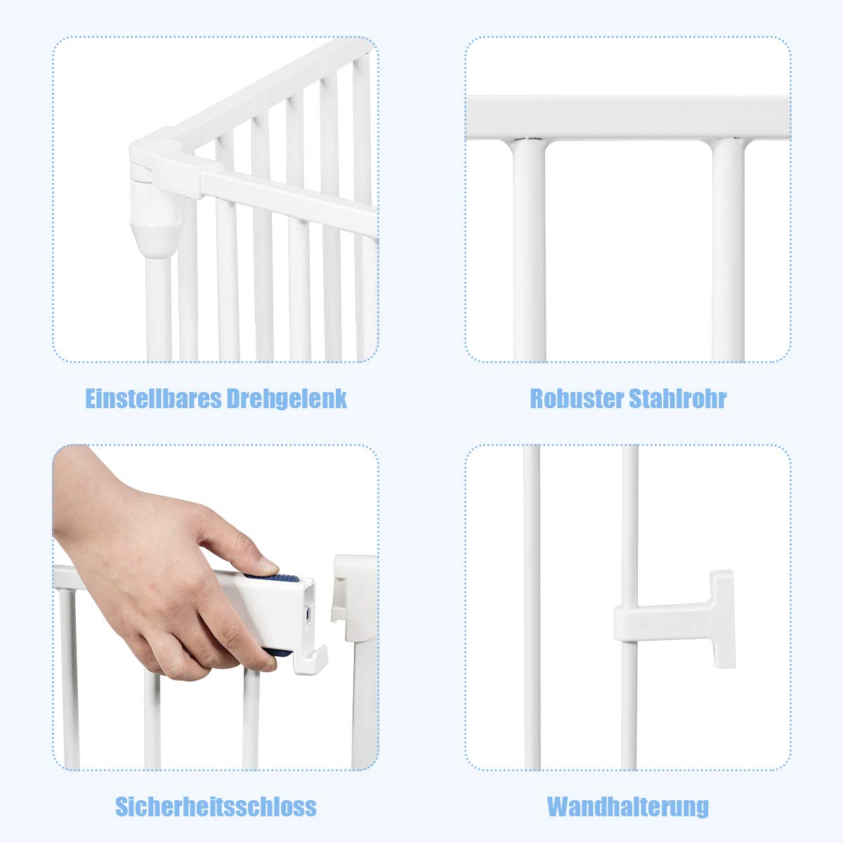 Haardhekje – Veiligheidshek – Haardscherm – Kachelhek – Kinderhekje – Flexibel Verstelbaar – Wit Gecoat Metaal – 380x74,5 cm