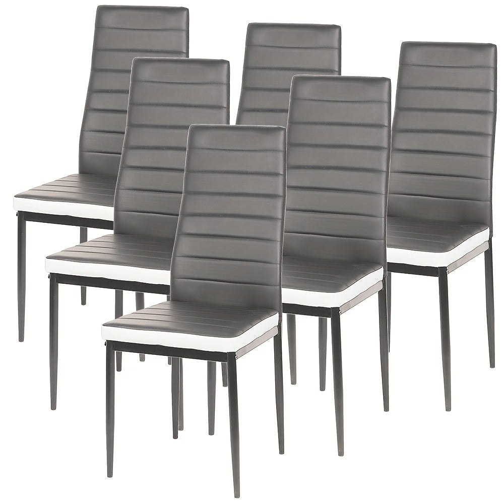 Eetkamerstoelen – Stoelen – Kuipstoelen – Keukenstoelen – Eettafelstoelen – Set van 6 – PU-leer Bekleding – Metalen Onderstel – Armless Design – Hoogwaardige Rugleuning – Zithoogte 45 cm – Industrieel & Modern