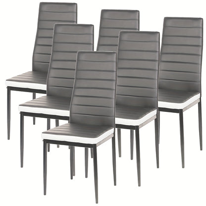 Eetkamerstoelen – Stoelen – Kuipstoelen – Keukenstoelen – Eettafelstoelen – Set van 6 – PU-leer Bekleding – Metalen Onderstel – Armless Design – Hoogwaardige Rugleuning – Zithoogte 45 cm – Industrieel & Modern
