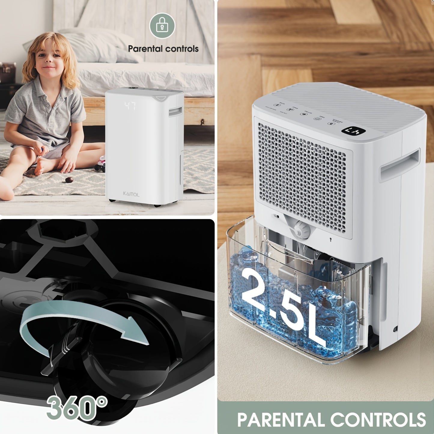 Luchtontvochtiger – Ontvochtiger – Vochtvreter – Dehumidifier – Wasdroogfunctie – 25L per Dag – Digitale Vochtigheidsmeter