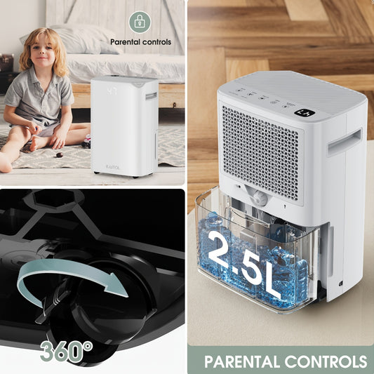 Luchtontvochtiger – Ontvochtiger – Vochtvreter – Dehumidifier – Wasdroogfunctie – 25L per Dag – Digitale Vochtigheidsmeter
