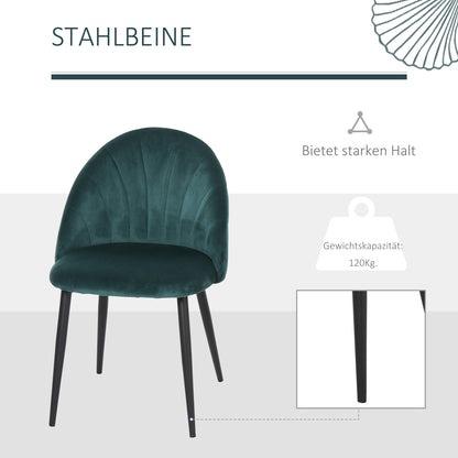 Eetkamerstoel – Stoel – Kuipstoel – Keukenstoel – Bureaustoel – Scandinavisch Design – Velvet Bekleding – Metalen Poot – Set van 2 – 52x54x79 cm – Ergonomische Rugleuning – 120 kg Draagvermogen