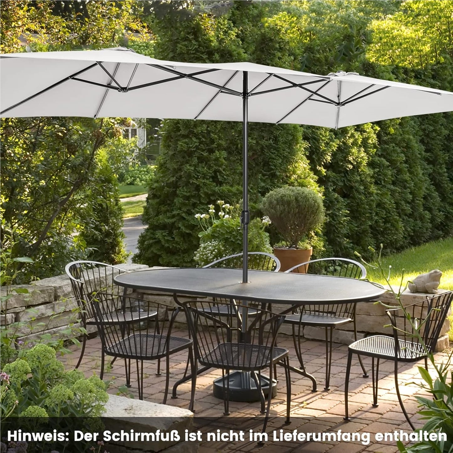 Dubbele Parasol – XXL Zonnescherm – Tuinparasol – Terrasparasol – Marktparasol – Extra Groot 426x265 cm – UV-bestendig Polyester Met Ventilatie