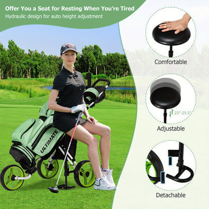 Golfbuggy – Golftrolley – Golfpushcart – Golfkar – Golfwagen – Lichtgewicht Opvouwbaar – Verstelbaar Zitje & Handgreep – Duurzaam PP Materiaal – Ergonomisch Design