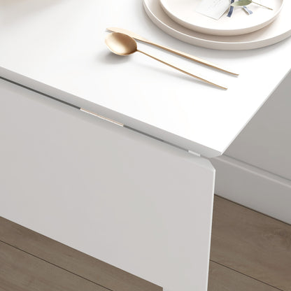 Opvouwbare Eettafel – Uitklapbare Tafel – Inklapbare Eettafel – Keukentafel – Compacte Eettafel – Wit – 2 Dubbele Klapbladen – 110x86x75 cm