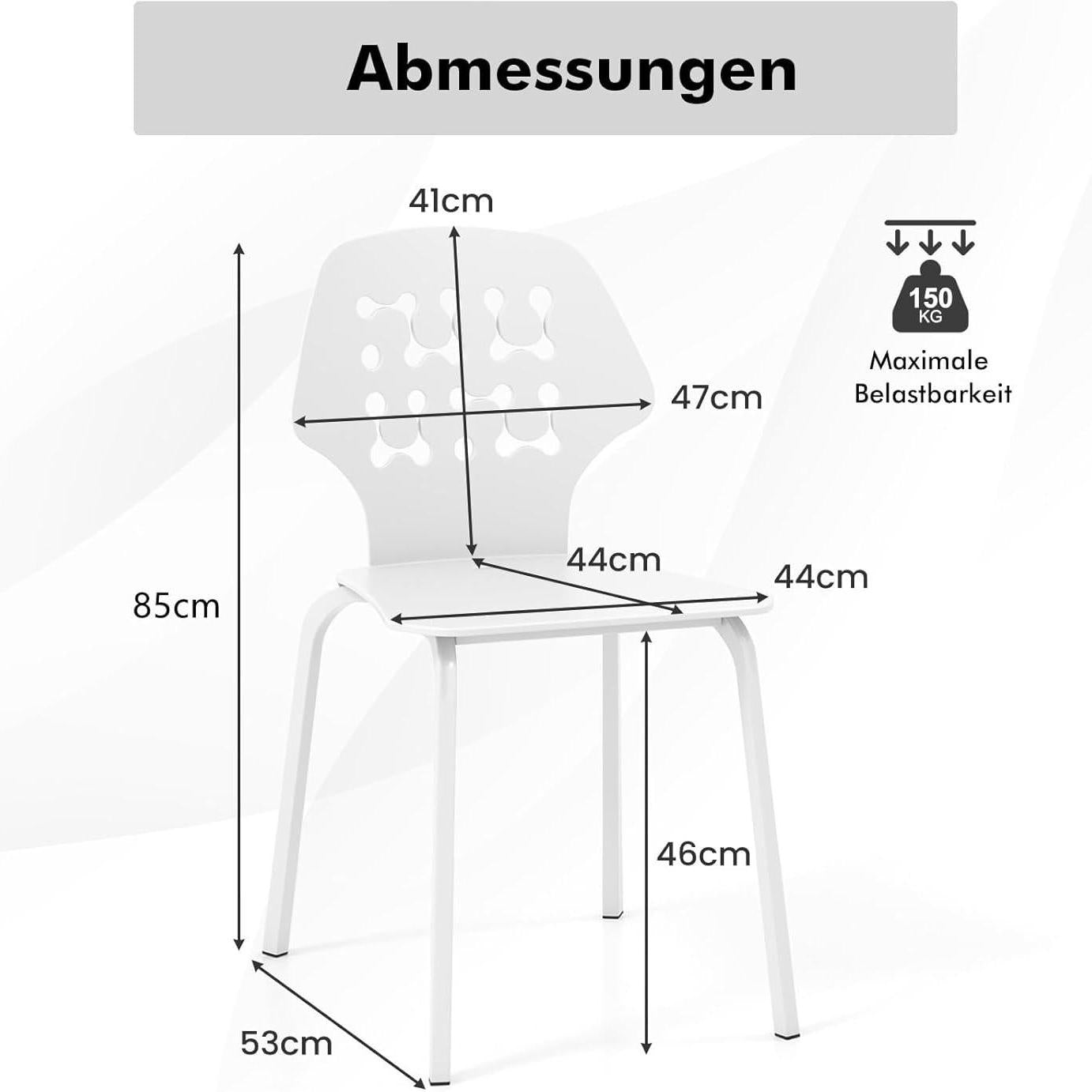 Eetkamerstoelen – Keukenstoelen – Stoelen Set – Design Stoelen – Witte Stoelen – Ergonomisch Comfort – Stevig Metalen Frame