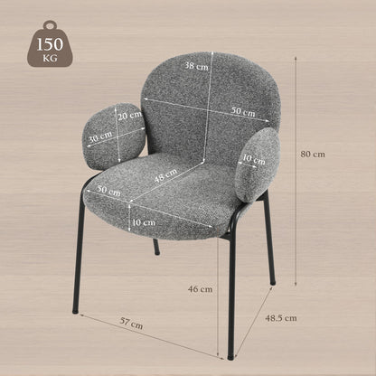 Set van 2 Chic Scandinavische Accentstoelen – Gebogen Design met Verstelbare Poten – Grijs, Stijlvol en Comfortabel
