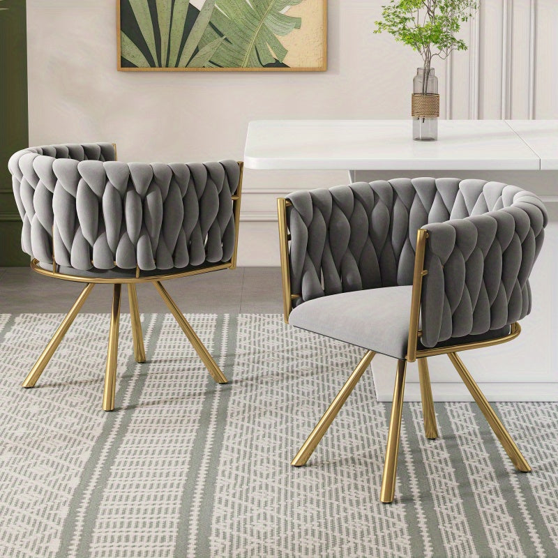 Velvet Stoelen – Eetkamerstoelen – Woonkamerstoelen – Luxe Stoelen – Design Stoelen – Set Van 4 – Zachte Grijze Velvet Bekleding – Metalen Gouden Poten