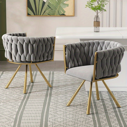 Velvet Stoelen – Eetkamerstoelen – Woonkamerstoelen – Luxe Stoelen – Design Stoelen – Set Van 4 – Zachte Grijze Velvet Bekleding – Metalen Gouden Poten