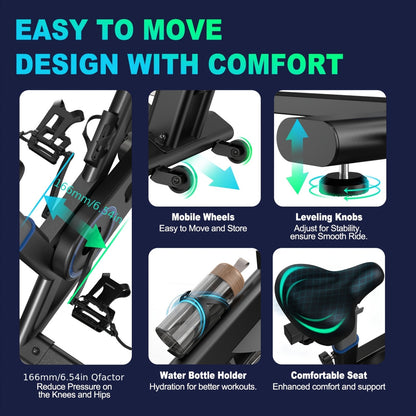 1 VOWVIT Exercise Bike with 300 Watt Resistance Torque | 4-Way Fully Adjustable Ergometer, Home Trainer Bicycle, Indoor Fitness Bike with RPM Display, Large Tablet Holder, 150 kg Load Capacity, Stainless Steel, Magnetic Resis