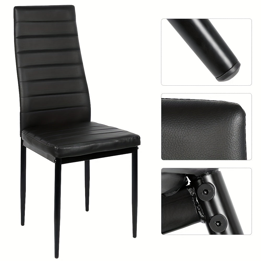 Eetkamerstoelen – Keukenstoelen – Stoelenset – Design Stoelen – Grijs-Witte Lederlook – Stevige Stalen Poot – Comfortabele Schuimzitting – 42x48x45 cm