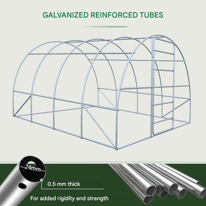 Kweekkas – Broeikas – Tuinkas – Tunnelkas – Plantenkas – 12 m² – Gegalvaniseerd Staal – UV-bestendig PE Hoes
