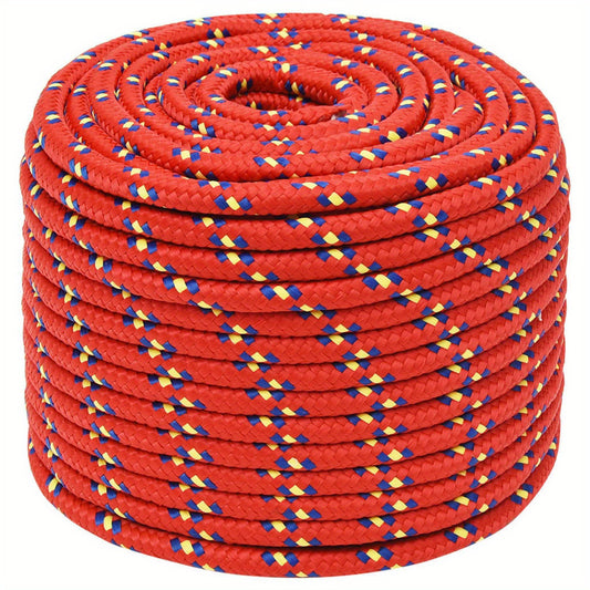 Boottouw – Touw – Koord – Lijntouw – Visserslijn – Polypropyleen – 12 mm Dik – 100 Meter Lang – Waterbestendig – Felrood
