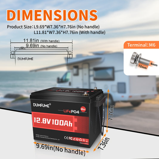 Lithium Accu – Lithium Batterij – LiFePO4 Accu – Lithium IJzerfosfaat Accu – 12V 100Ah Mini Max – Ingebouwde 100A BMS – 6000 Cycli Levensduur