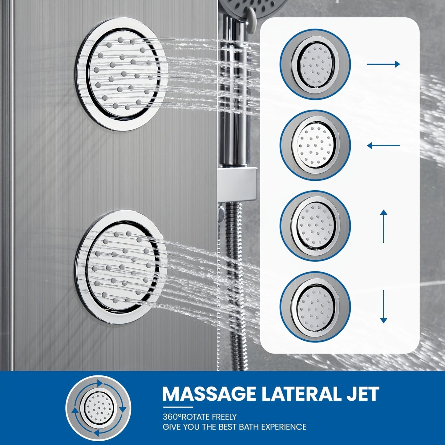 Douchesysteem – Doucheset – Regenkraan – Handdouche – Bodyjets – Zwart – Thermostatisch Mengventiel – Roestvrij Staal