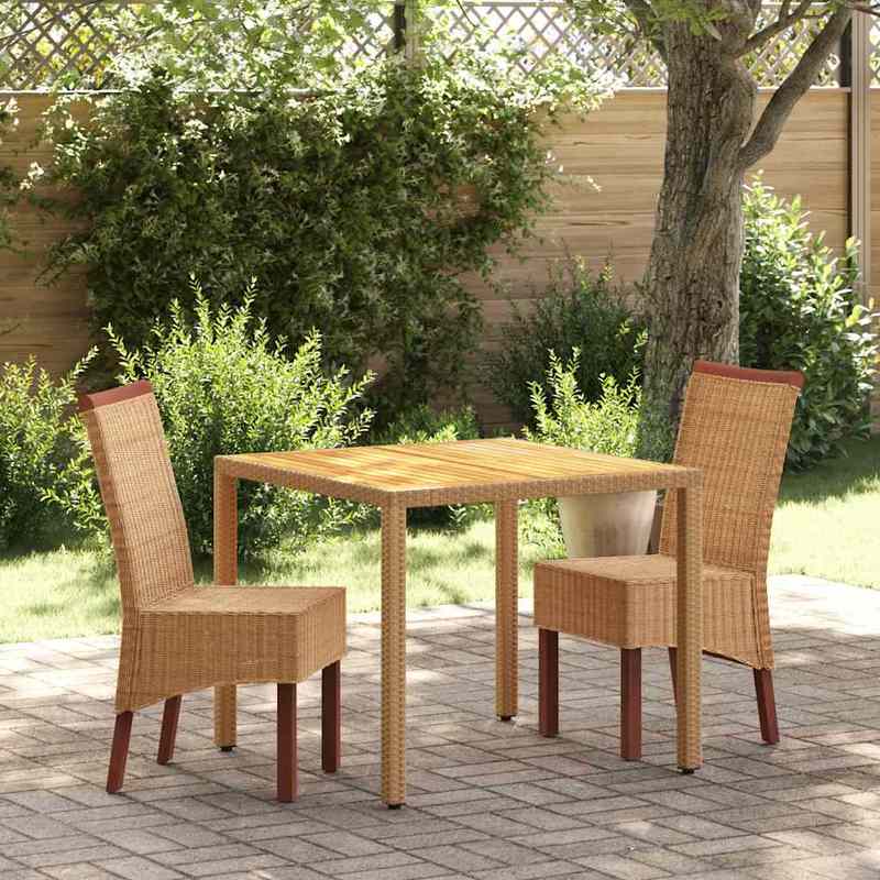 Eetkamerstoelen – Rattan Stoelen – Keukenstoelen – Set Van 2 Stoelen – Bruin – Natuurlijk Rattan – Gemakkelijk Schoon Te Maken – Stevige Rugleuning