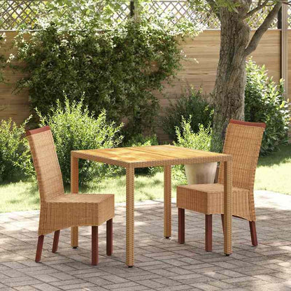 Eetkamerstoelen – Rattan Stoelen – Keukenstoelen – Set Van 2 Stoelen – Bruin – Natuurlijk Rattan – Gemakkelijk Schoon Te Maken – Stevige Rugleuning
