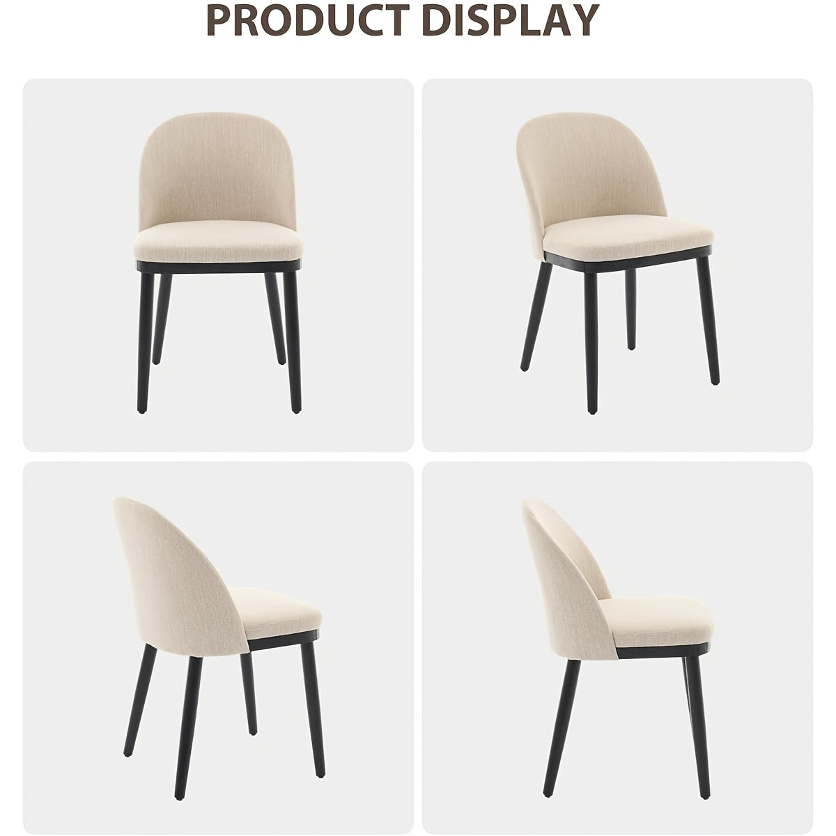 Eetkamerstoelen – Stoelen – Zitmeubels – Keukenstoelen – Caféstoelen – Set van 2 Beige – Moderne Armloze Stoelen – Gebogen Rugleuning – Memory Foam Zitting