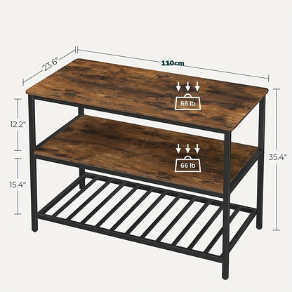 Keukentrolley – Keukenwagen – Opbergwagen – Serveertrolley – Keukenkar – Industrieel Design – 3 Ruime Legplanken – Zwart Stalen Frame