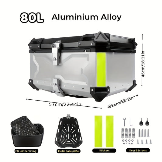Motorbagage – Topkoffer – Zadeltas – Motorrugzak – Motorkoffer – 80L Aluminium – Waterdicht – Veiligheidsslot
