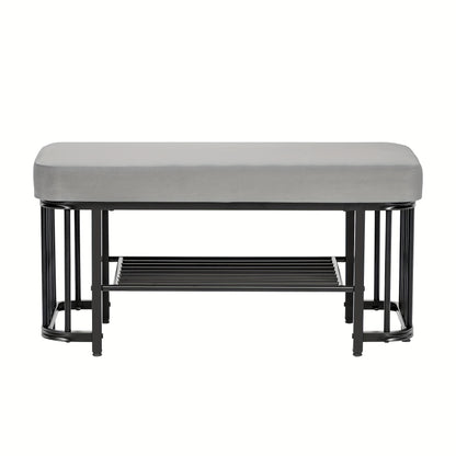 Schoenenbank – Schoenenopberger – Schoenenkast – Halbankje – Opberger – Modern Design – Fluwelen Zitting & Stevig Metalen Frame