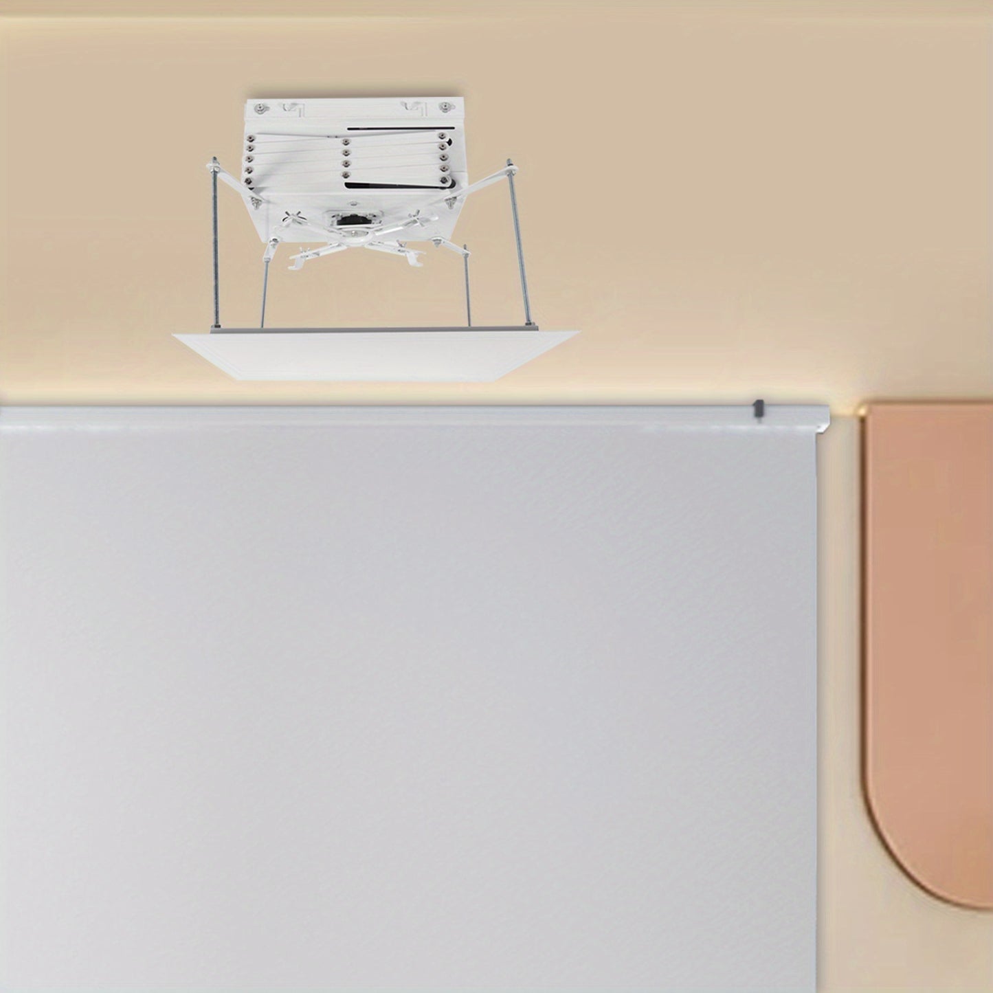 Projectiebeugel – Projectorhouder – Plafondbeugel – Bevestiging Voor Projector – Witte Projectorbeugel – Stevige Houten Constructie – Elektriciteit Niet Nodig