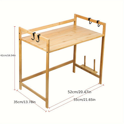 Microwave Oven Rack, Bamboo Kitchen Counter Shelf, Kitchen Microwave Shelf 52x30x35cm