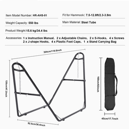 Hangmatstandaard – Hangmat Frame – Tuinstandaard – Metalen Standaard – Vrijstaande Ophanging – Verstelbare Kettingen – Gepoedercoat Staal – Draagvermogen 250 kg