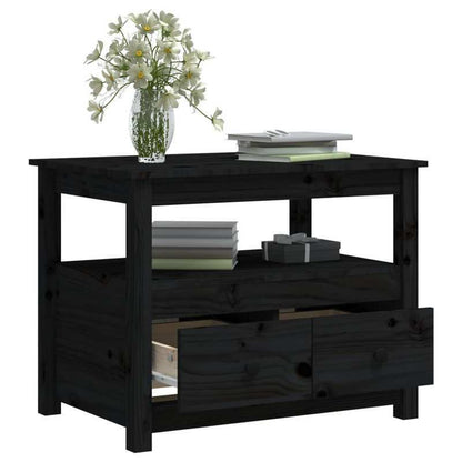 Coffee table 71x49x55cm solid pinewood black Removable, suitable for indoor use and suitable for all seasons, Living Room Furniture, Seasonal Furniture, Stylish Decor, Contemporary Furniture, Quality Craftsmanship, Pinewood W