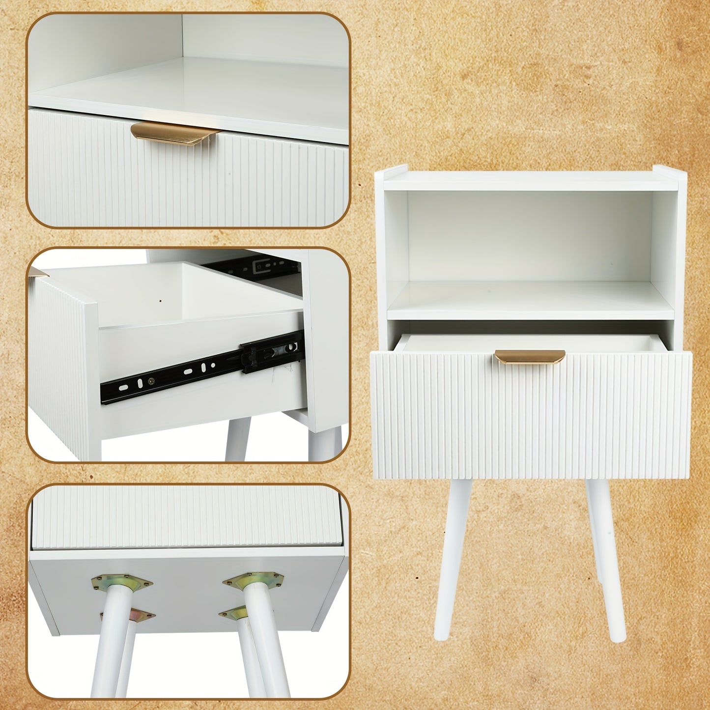 Nachtkastje – Bedside Table – Bijzettafel – Ladekastje – Nachtkast – Compact Model – Stevige Houten Constructie – Ruimtebesparend Design