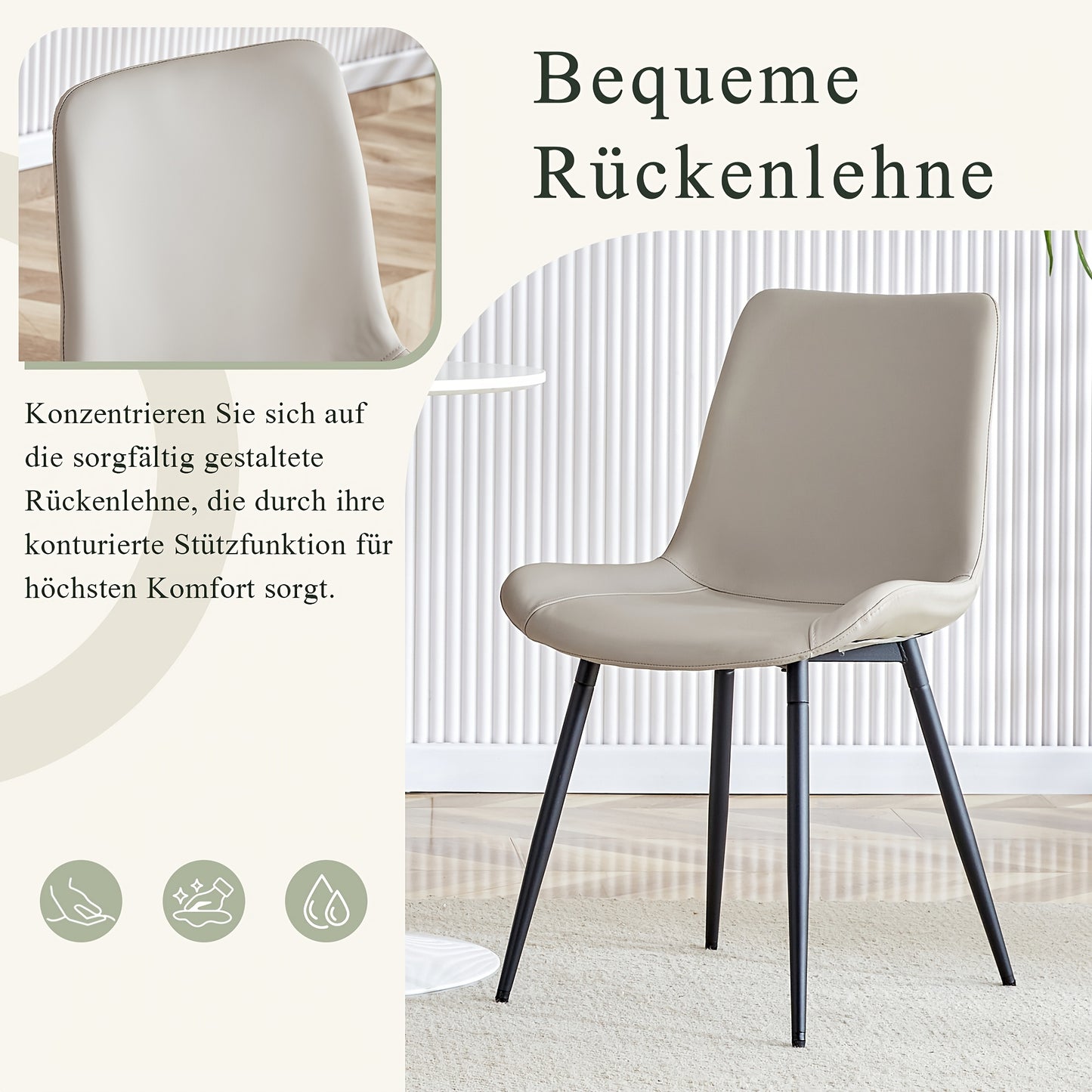 Scandinavische Eetkamerstoelen – Stoelen Set – Eetkamerstoelen – Cafestoelen – Keukenstoelen – Zwarte Variant – Ademend Katoenen Zitoppervlak – Stevige Metalen Poot Met Antislip