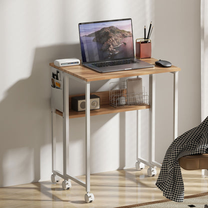 Bureau – Bureau Opvouwbaar – Schrijftafel – Computertafel – Opbergbureau – Inklapbaar – Met Open Plank – Natuurlijke Houtlook