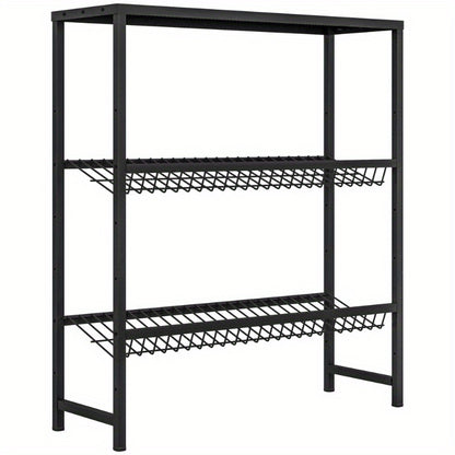 Flessenrek – Drankenkast – Krattenrek – Opbergrek – Flessenhouder – Vrijstaand Metalen Rek – Verstelbare Hoogte – Antislip Leggers – 103 x 33 x 113,5 cm – Stevig Staal