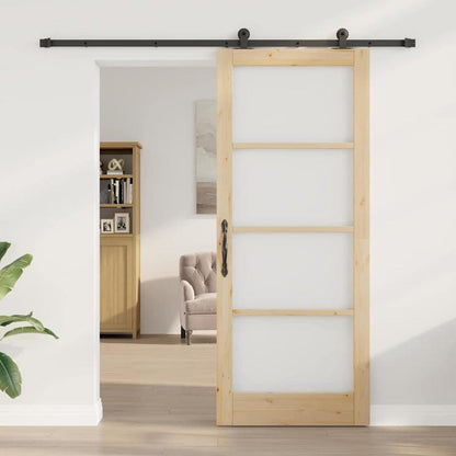 Schuifdeur – Schuifdeursysteem – Roomdivider – Binnendeur – Deurpaneel – Ruimtebesparend – Houtlook Bruin – Metaal Frame – 86x211 cm – Eenvoudige Montage