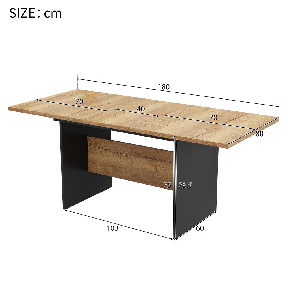 Eettafel – Keukentafel – Tafel – Uitschuiftafel – Eetkamertafel – Uitschuifbaar 140-180 cm – Voor 4-6 Personen – Natuurlijk Houtnerf Met Matzwarte Details