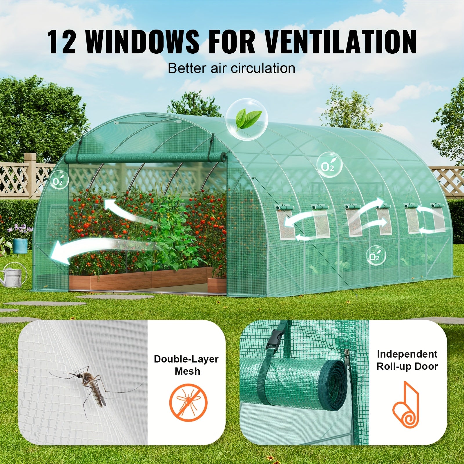Wandeltunnel Kas – Tuinkas – Kweekkas – Groeikas – Bescherming Kas – 457.2x213.36x213.36cm  – Gegalvaniseerd Stalen Frame - Wit - QUORE