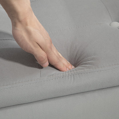 Opbergbank – Opbergbank – Zitbank – Bankje – Halbank – Fluweelachtig Polyester – Stevig Rubberwood – Lichtgrijs – 107x42x65 cm – Met Armleuningen – Met Opbergruimte